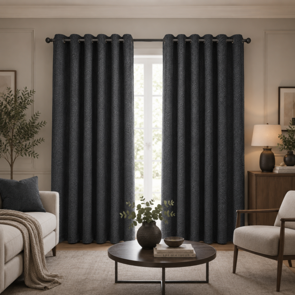 Premium Pattern Window Cover Set - Charcoal