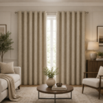 Printed Velvet Blackout Curtains - Natural