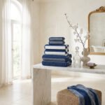 Soft Hotel Quality Striped Towel Set - Navy