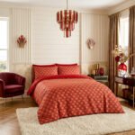 Reversible Geometric Shapes Duvet Cover - Red