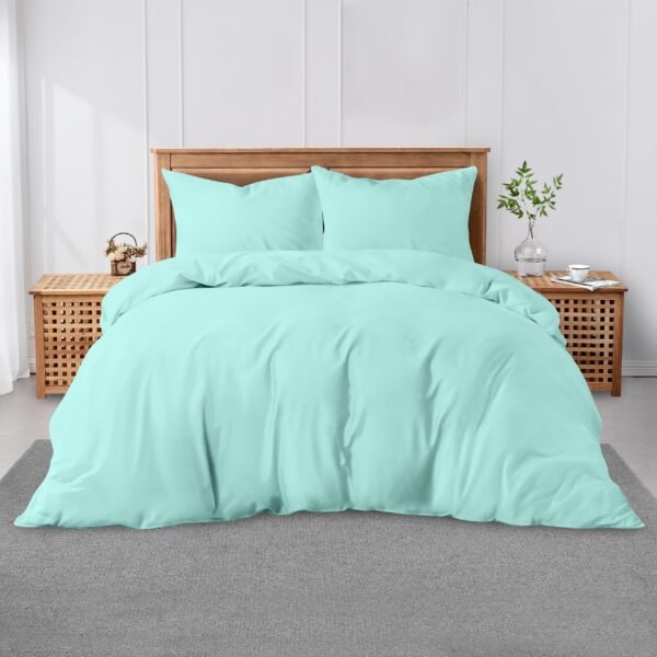 Luxury Plain Soft Duvet Cover Set - Aqua
