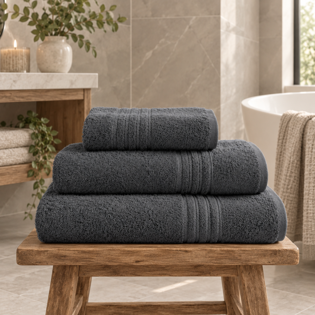 Highly Absorbent Quick Dry Towel Set - Charcoal