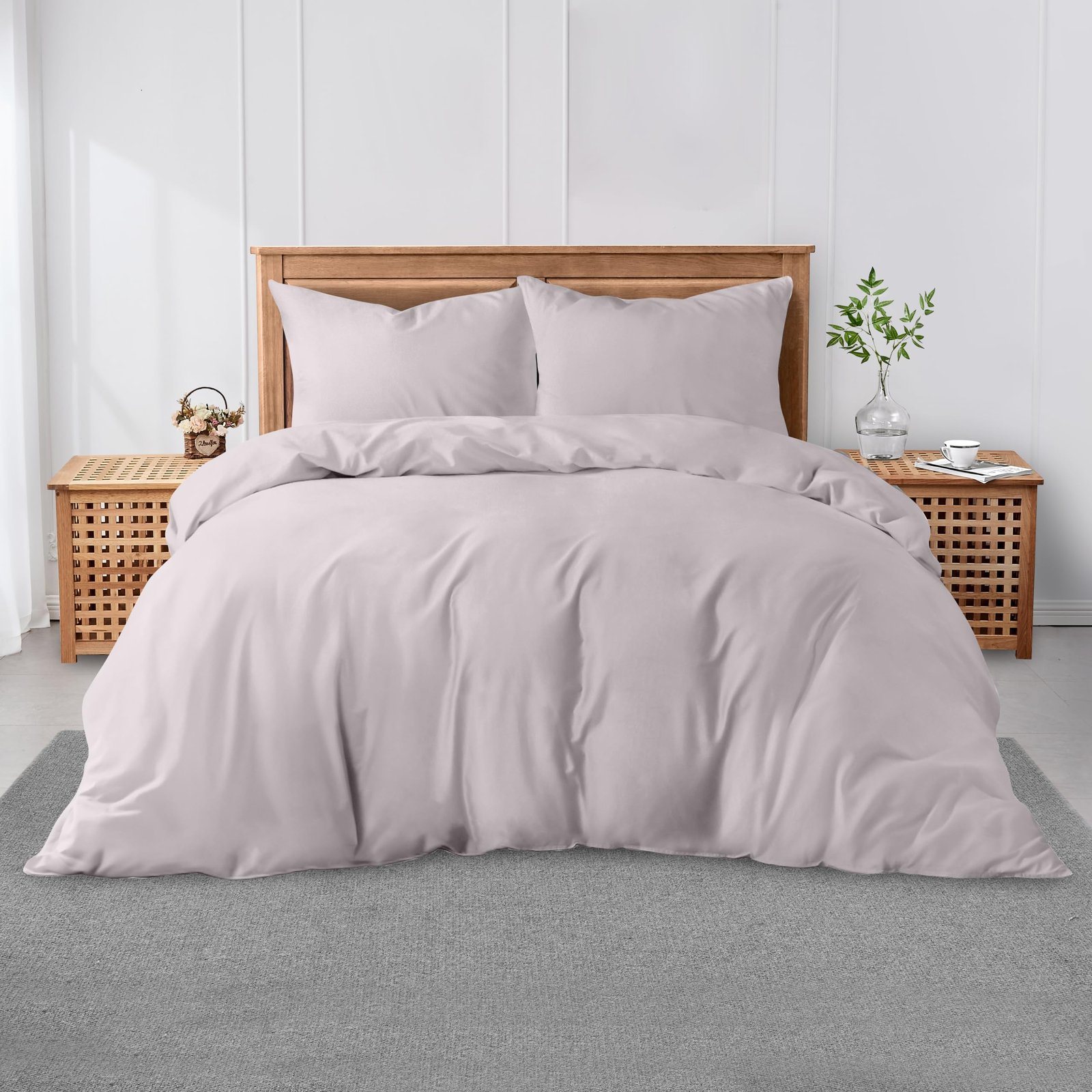 1 Luxury Plain Soft Duvet Cover Set - Grey