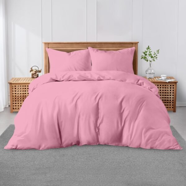 Luxury Plain Soft Duvet Cover Set - Pink