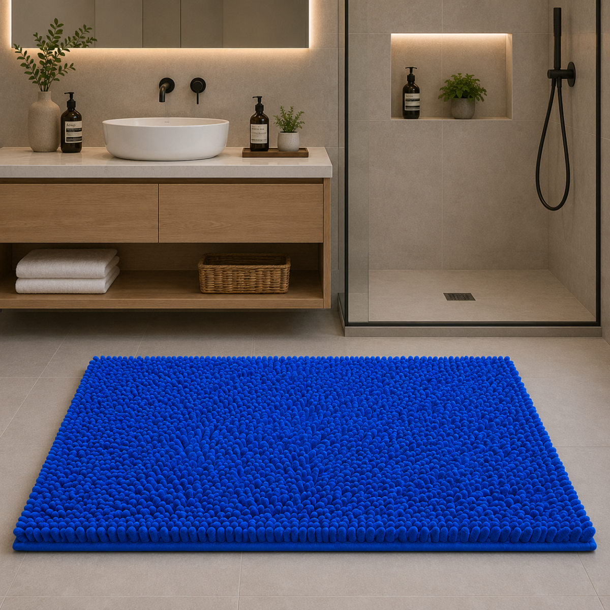 Premium Absorbent Bath Mat - Royal Blue