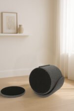 Modern Boucle Storage Stool - Charcoal