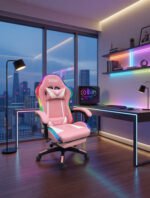 Luxury Musical Gaming Chair - White/Pink - Image 2