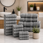 100% Cotton Quick Dry Greek Towel Set - Charcoal