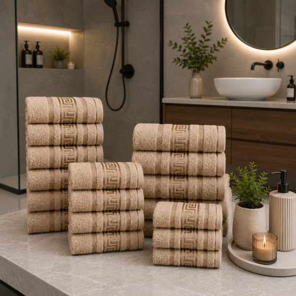 100% Cotton Quick Dry Greek Towel Set - Natural