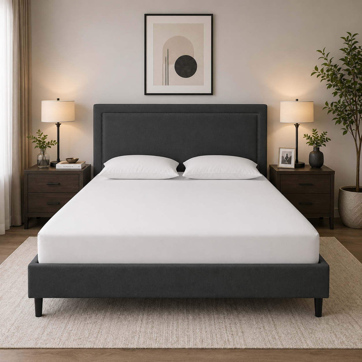 1 100% Cotton 400 TC Fitted Bed Sheet - White