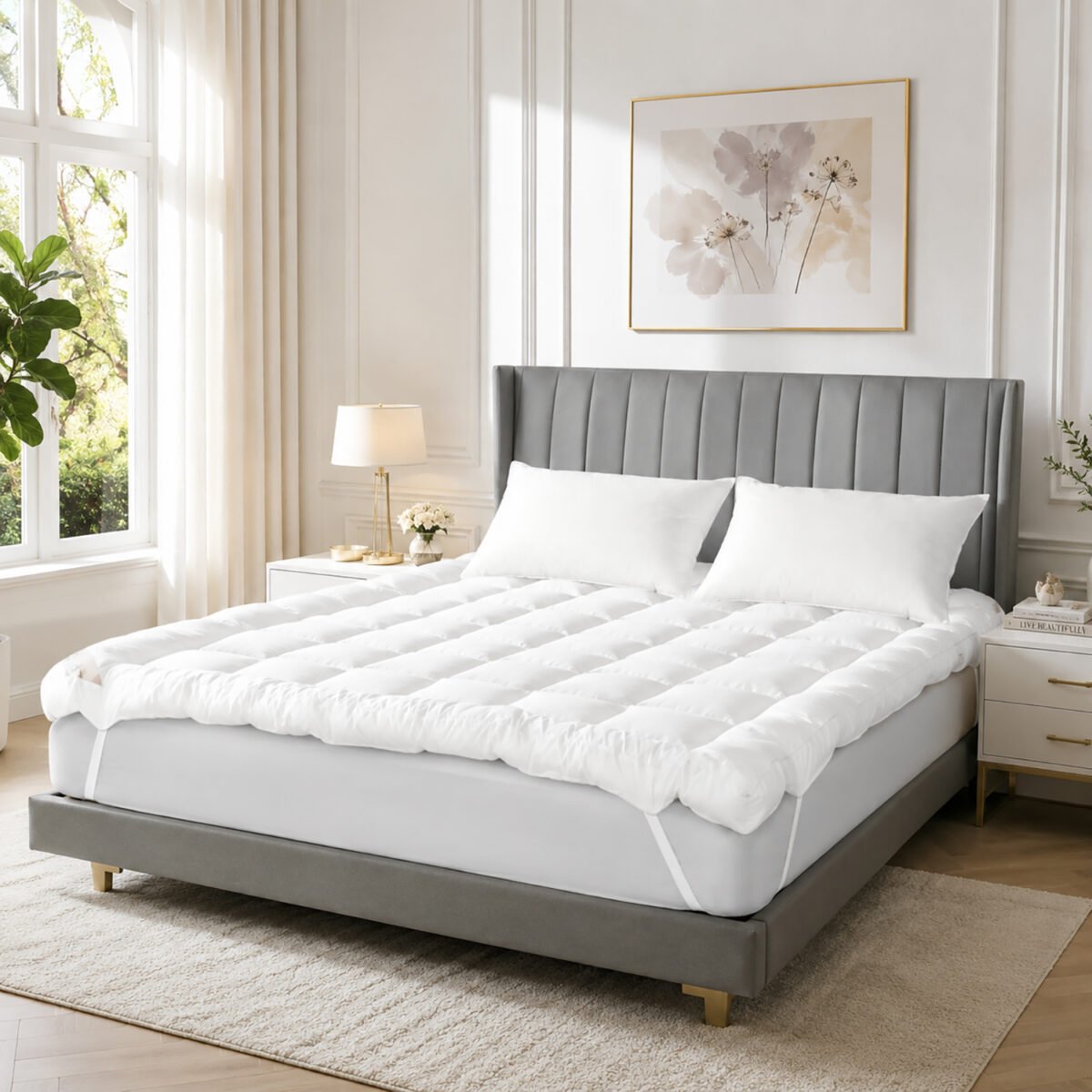 Luxury Deep Filled 6cm Mattress Topper – White