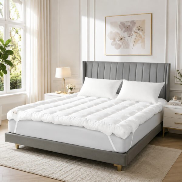 Luxury Deep Filled 6cm Mattress Topper – White