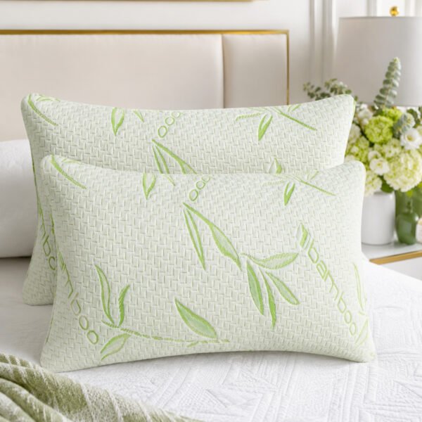 2 Pack Luxury Bamboo Memory Pillows - White