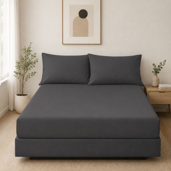 Non Iron Extra Deep Fitted Sheet - Charcoalvv