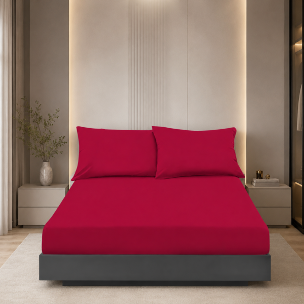 Non Iron Extra Deep Fitted Sheet - Red