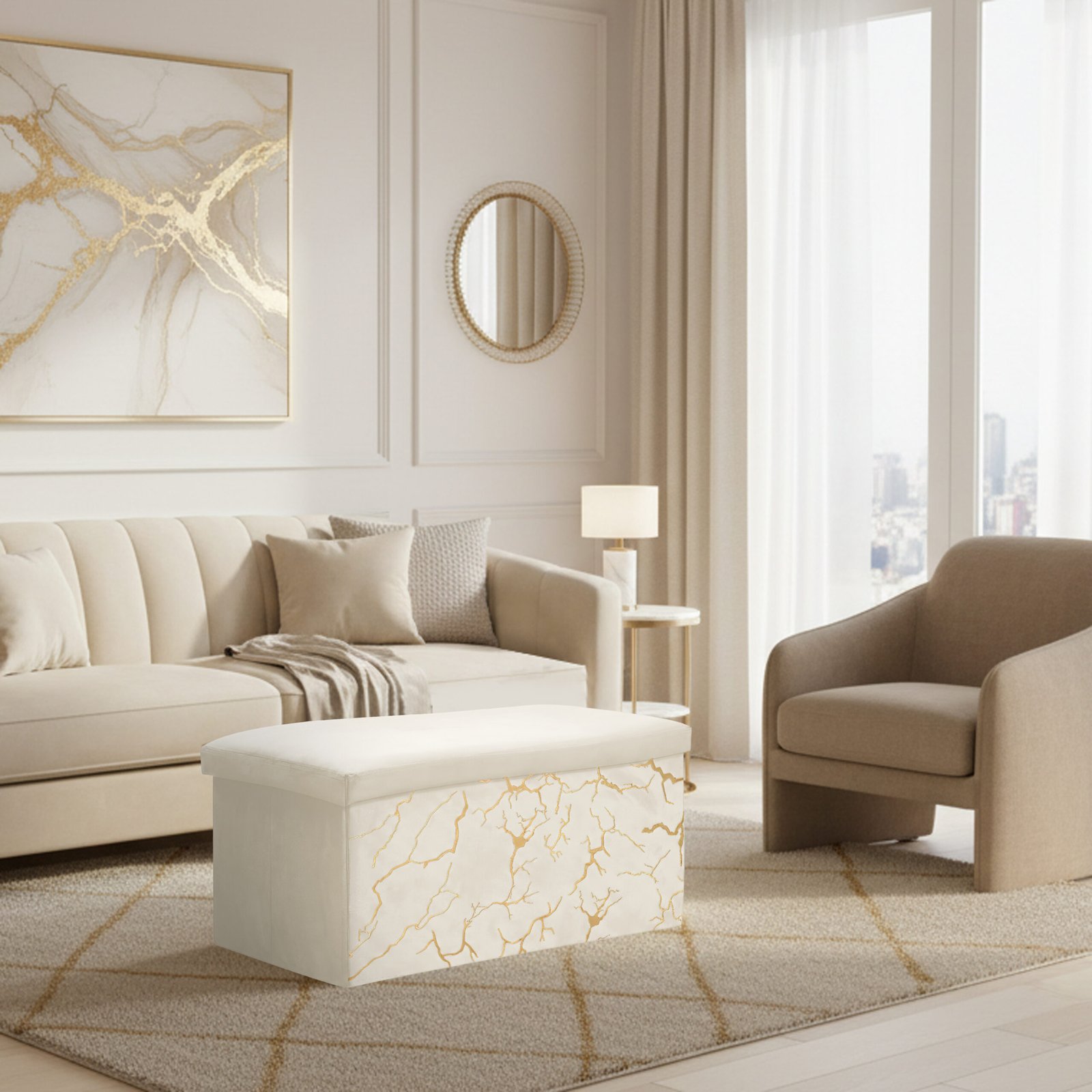 1 Luxury Marble Design Storage Box - Mink