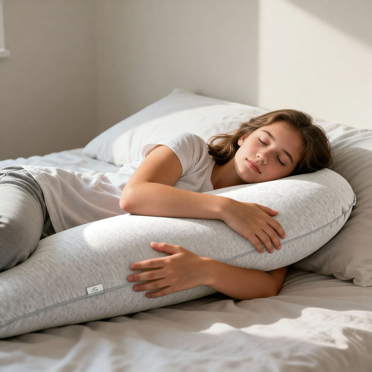 11zon_3 U Shaped Full Body Maternity Pillow Light Grey