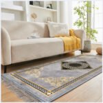 Luxury Greek Key Non Slip Area Rug - Charcoal - Image 3