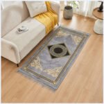 Luxury Greek Key Non Slip Area Rug - Charcoal
