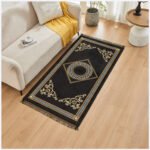 Luxury Greek Key Non Slip Area Rug - Black