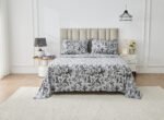 Soft Printed Fleece Bedding Sheet Set - Black/Charcoal