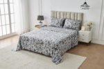 Soft Printed Fleece Bedding Sheet Set - Black/Charcoal