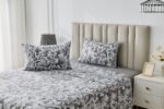 Soft Printed Fleece Bedding Sheet Set - Black/Charcoal