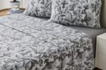 Soft Printed Fleece Bedding Sheet Set - Black/Charcoal