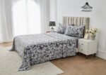Soft Printed Fleece Bedding Sheet Set - Black/Charcoal