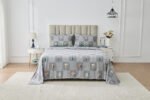 Soft Printed Fleece Bedding Sheet Set - Charcoal
