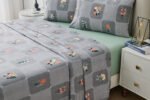 Soft Printed Fleece Bedding Sheet Set - Charcoal