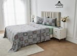 Soft Printed Fleece Bedding Sheet Set - Charcoal