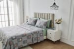Soft Printed Fleece Bedding Sheet Set - Charcoal