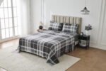 Soft Printed Fleece Bedding Sheet Set - Grey/Black