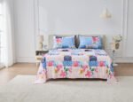 Soft Printed Fleece Bedding Sheet Set - Pink/Navy
