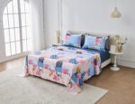 Soft Printed Fleece Bedding Sheet Set - Pink/Navy