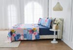 Soft Printed Fleece Bedding Sheet Set - Pink/Navy