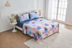 Soft Printed Fleece Bedding Sheet Set - Pink/Navy