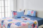 Soft Printed Fleece Bedding Sheet Set - Pink/Navy