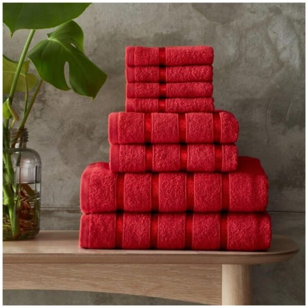 8 Piece Ultra Soft Cotton Towel Bale Set - Red