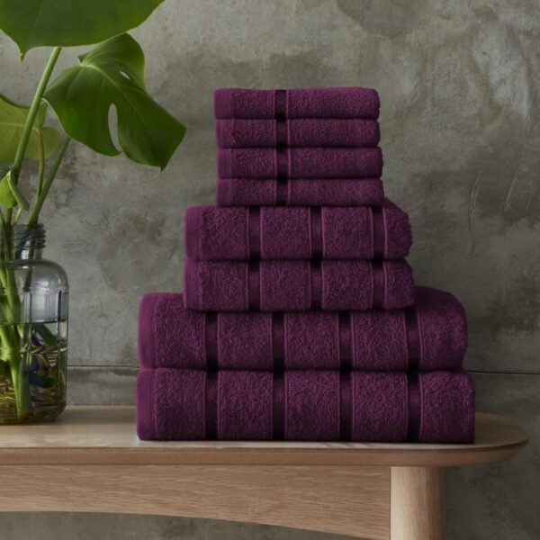 8 Piece Ultra Soft Cotton Towel Bale Set - Aubergine