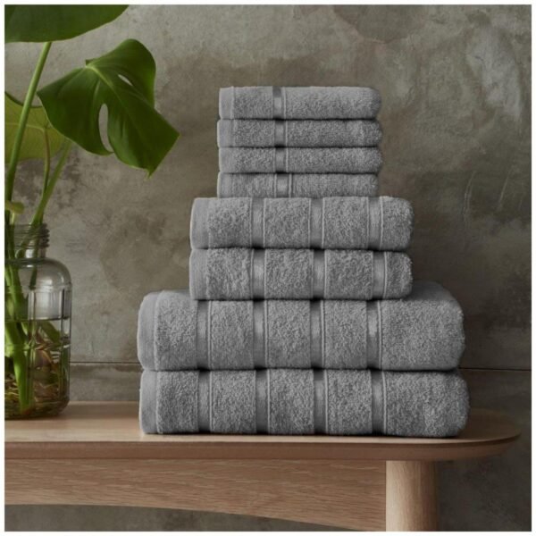 8 Piece Ultra Soft Cotton Towel Bale Set - Silver