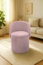 Modern Ribbed Velvet Storage Stool - Pink