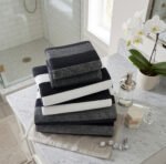 Soft Hotel Quality Striped Towel Set - Black