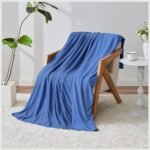 Soft Cooling Blanket Lightweight Throw for Summer - Blue - Image 3