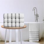 Striped Cotton Hand Towels 3 Pack Set - White
