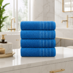 2 Pack Luxury Paris Ribbed Cotton Towel Set - Navy