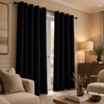 Printed Velvet Blackout Curtains - Black