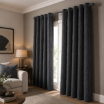 Printed Velvet Blackout Curtains - Charcoal