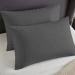 2 Pack Soft Plain Dyed Pillowcases - Charcoal